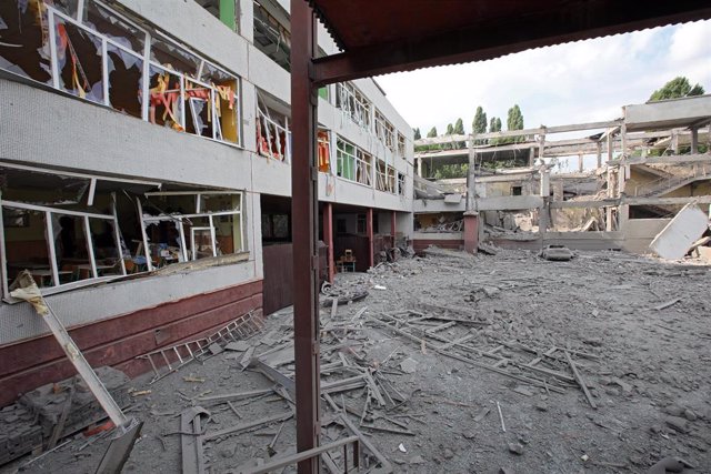 Instalaciones destruidas en Járkov, Ucrania, tras un ataque del Ejército ruso
