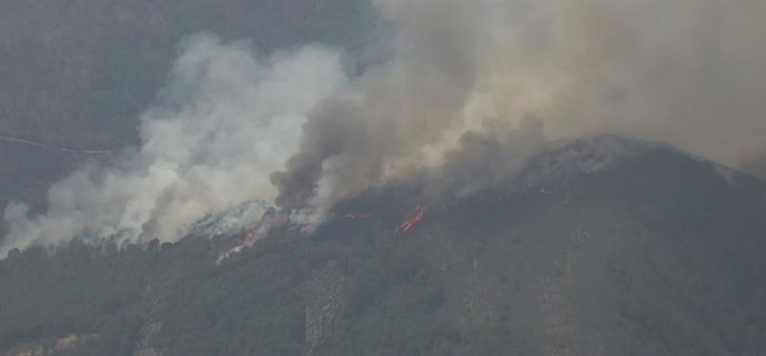 Foco secundario del incendio de Monsagro (Salamanca) en el valle de Las Batuecas.