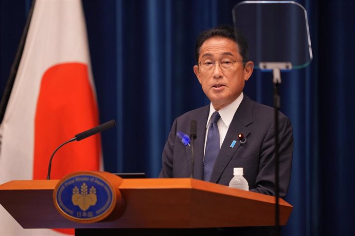14 de julio de 2022, Japón, Tokio: El primer ministro japonés, Fumio Kishida, pronuncia un discurso en su residencia oficial de Tokio. Foto: Pool/ZUMA Press Wire/dpa