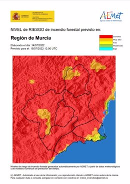 Mapa de riesgos de incendio forestal