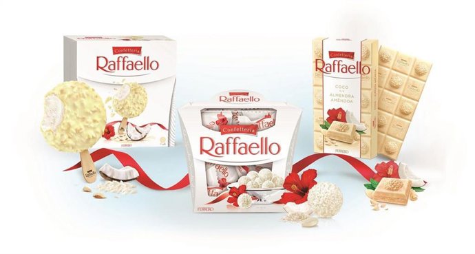 Helados, tabletas y especialidades Raffaello.