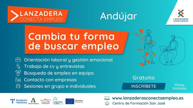 Cartel de la Lanzadera Conecta Empleo de Andújar.