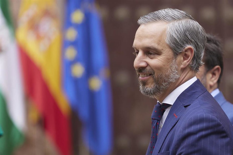 El consejero de Hacienda, Juan Bravo, durante el acto institucional del Parlamento andaluz en conmemoración del nacimiento de Blas Infante en el Parlamento de Andalucía, a 5 de julio de 2022 en Sevilla (Andalucía, España) (Foto de archivo).