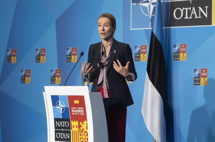 La primera ministra de Estonia, Kaja Kallas, durante la cumbre de la OTAN.