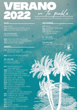 Cartel de la porgramación estival de San Silvestre de Guzmán.