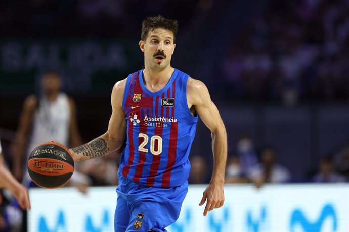 Nico Laprovittola of FC Barcelona in action during the Final Game 3 of spanish league, Liga ACB Endesa, basketball match played between Real Madrid and FC Barcelona at Wizink Center pavilion on June 17, 2022, in Madrid Spain.