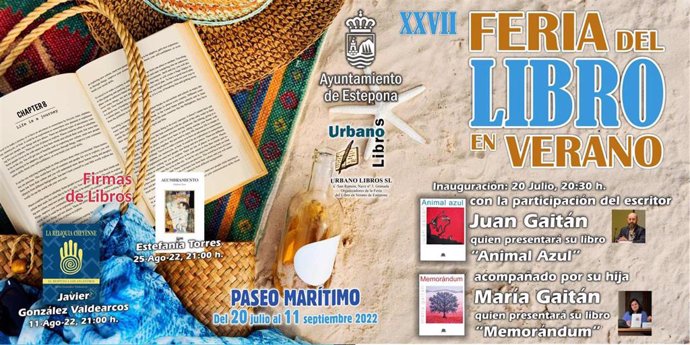 Feria del Libro de Verano de Estepona, que se celebra del 20 de julio de 2022 al 11 de septiembre en el paseo marítimo de la localidad malagueña