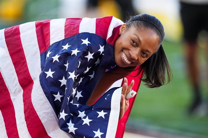 La atleta estadounidense Allyson Felix en el Mundial de Eugene 2022.