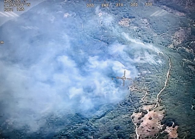 Imagen aérea del incendio en el Valle del Jerte.