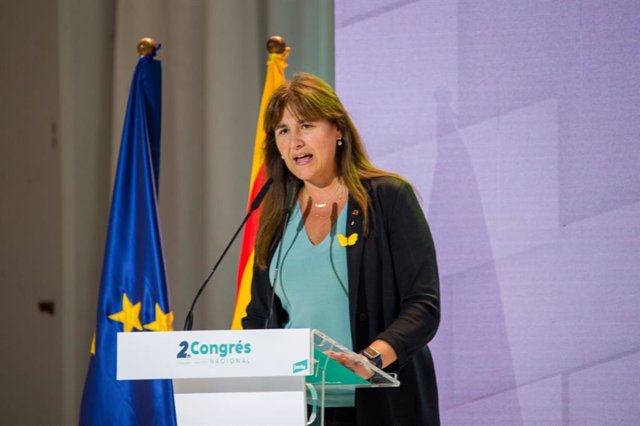 La presidenta de Junts, Laura Borràs, en la clausura de la segunda parte del congreso del partido