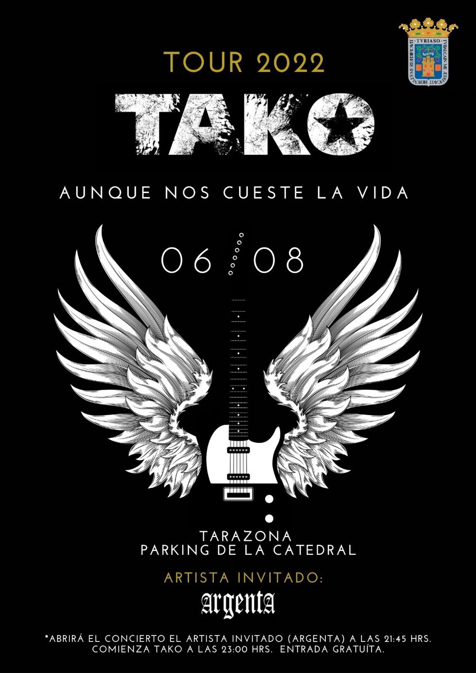 Cartel del Festival Mucho Tomate de Tarazona que tendrá lugar el próximo 6 de agosto con el concierto de Tako y de ARGENTA.