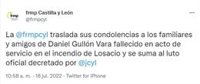 FRMPCyL traslada sus condolencias por la muerte del brigadista y se suma al luto decretado por la Junta