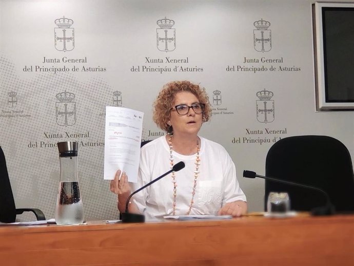 La diputada del PP en la Junta, Gloria García, en rueda de prensa.