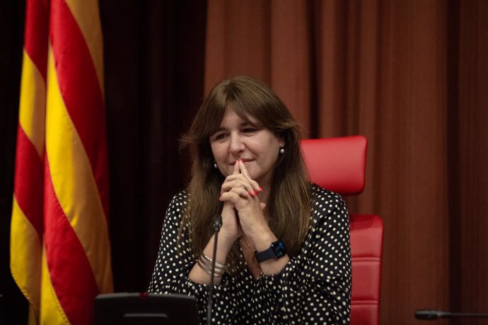 La presidenta del Parlament, Laura Borrs, durante la  asamblea de constitución de la Asociación Nacional Parlamentaria Escolta de Catalunya (Anpec) de la VIX legislatura, en la sala de grupos del Parlament de Catalunya, a 29 de junio de 2022, en Madrid