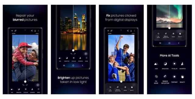 Captura de la interfaz de la nueva aplicación de edición de fotografía Galaxy Enhance-X