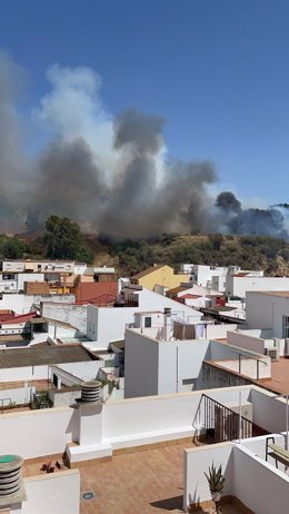 Incendio en las laderas del Conquero de Huelva.