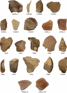 Sílex procedents de diferents jaciments paleolítics valencians analitzats en aquest estudi.