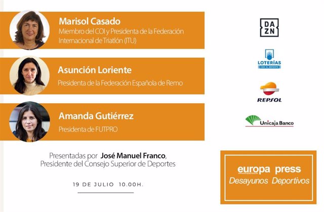 Marisol Casado, Asunción Loriente y Amanda Gutiérrez, protagonistas este martes en los Desayunos Deportivos de Europa Press.