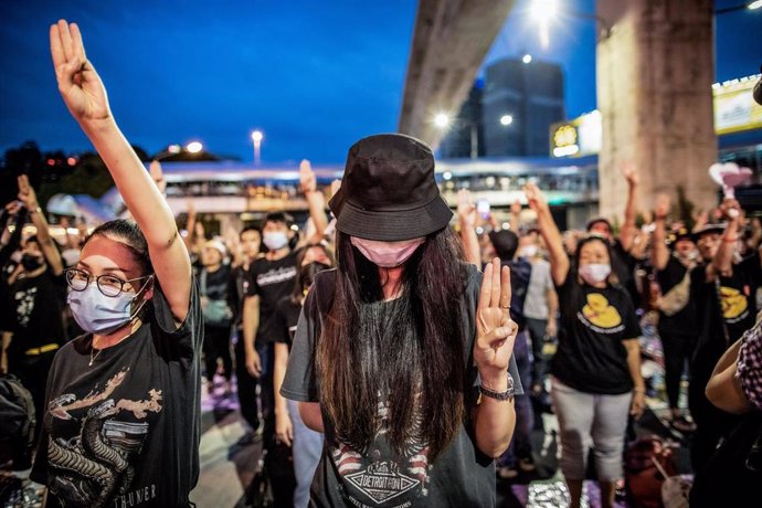 Archivo - Imagen de archivo de las protestas en Tailandia.