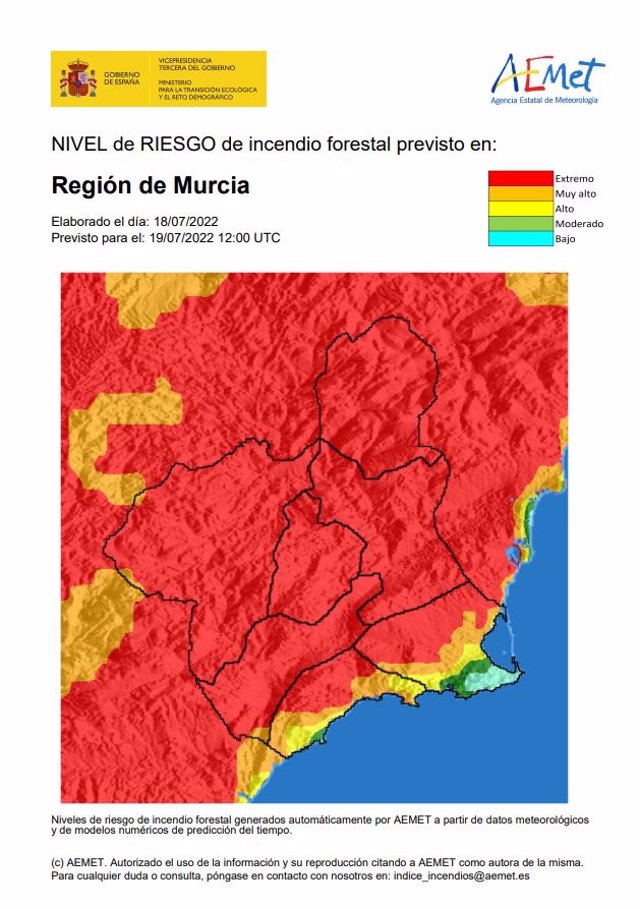 Mapa de riesgo de incendios forestales