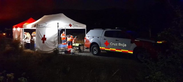 Puesto de Cruz Roja en uno de los incendios de la Comunidad.