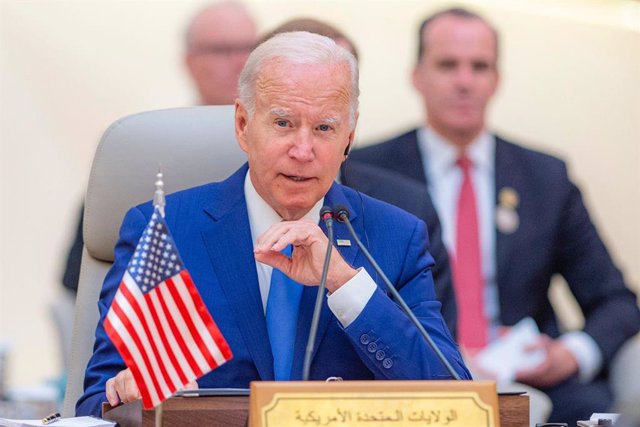 16 July 2022, Saudi Arabia, Jeddah: US President Joe Biden speaks during the Jeddah Security and Development Summit. Photo: -/Saudi Press Agency/dpa