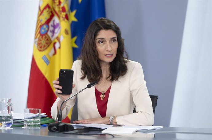 La ministra de Justicia, Pilar Llop, ofrece una rueda de prensa tras el Consejo de Ministros celebrado en Moncloa, a 19 de julio de 2022, en Madrid (España).