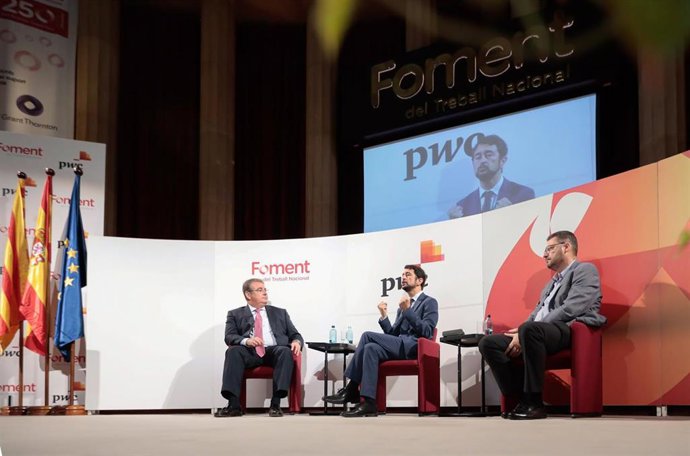 El presidente del Puerto de Barcelona, Dami Calvet, este martes en Foment del Treball