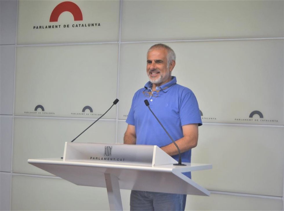 El líder de Cs en Catalunya, Carlos Carrizosa, en la rueda de prensa.