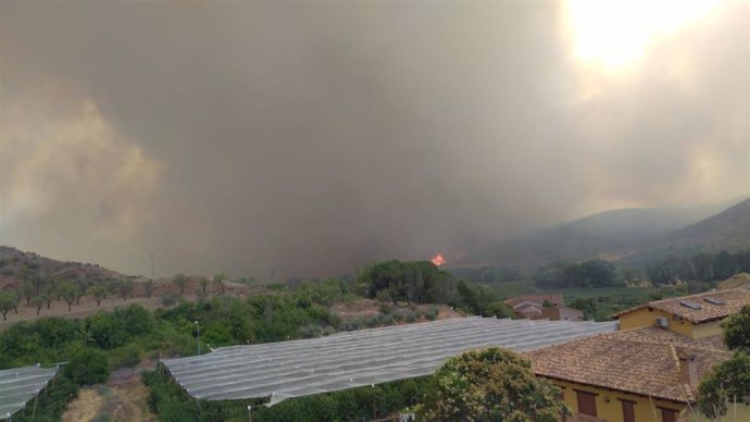 El incendio visto desde Villalengua.