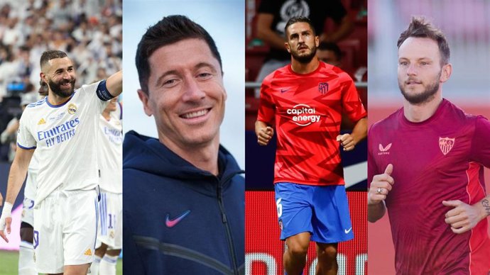 Los futbolistas Karim Benzema (Real Madrid), Robert Lewandowski (FC Barcelona), Koke (Atlético de Madrid) e Ivan Rakitic (Sevilla).