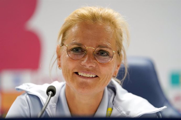 La seleccionadora de Inglaterra, Sarina Wiegman, en rueda de prensa. 