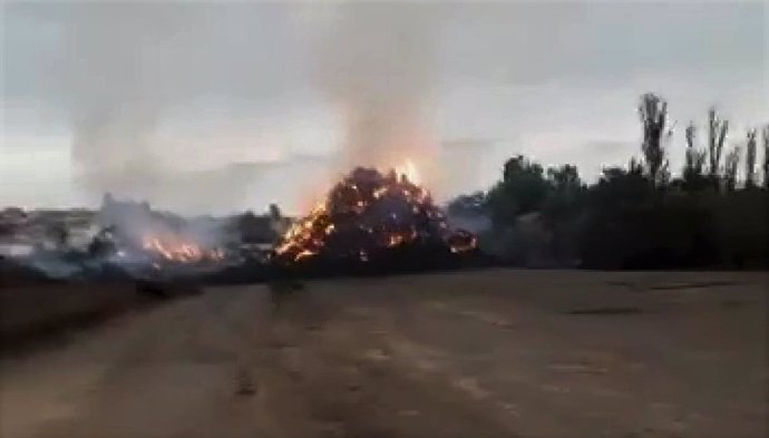 Imagen capturada del video del Gobierno riojano de la situación actual del fuego de Torrecillla