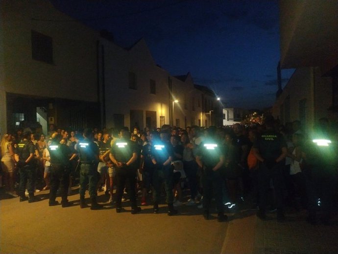 Presencia de la Guardia Civil tras finalizar la manifestación del lunes/Archivo