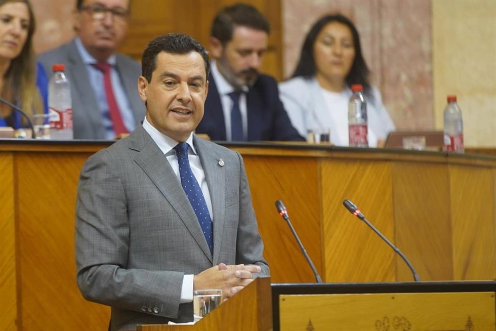 Primera jornada del debate de investidura del presidente de la Junta de Andalucía de la XII legislatura con la intervención del candidato del PP-A, Juanma Moreno a 20 de julio del 2022 en Sevilla (Andalucía, España)