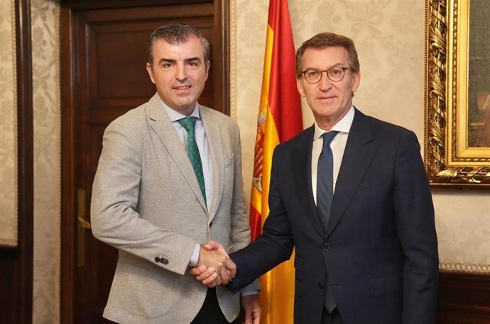 El presidente del PP de Canarias, Manuel Domínguez, con el presidente del PP, Alberto Núñez Feijoó