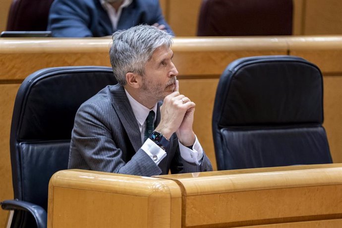 Archivo - El ministro de Interior, Fernando Grande-Marlaska, en una sesión de control al Gobierno en el Senado, a 26 de abril de 2022, en Madrid (España). Esta es la segunda vez que el presidente del Ejecutivo asiste al Senado en lo que llevamos de 2022