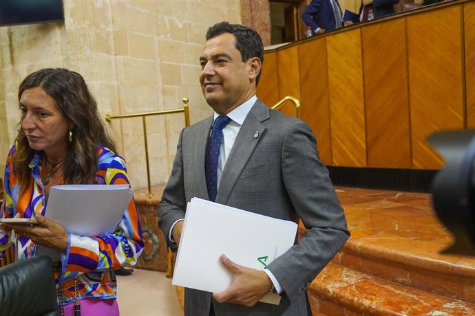 Primera jornada del debate de investidura del presidente de la Junta de Andalucía de la XII legislatura con la intervención del candidato del PP-A, Juanma Moreno a 20 de julio del 2022 en Sevilla (Andalucía, España)