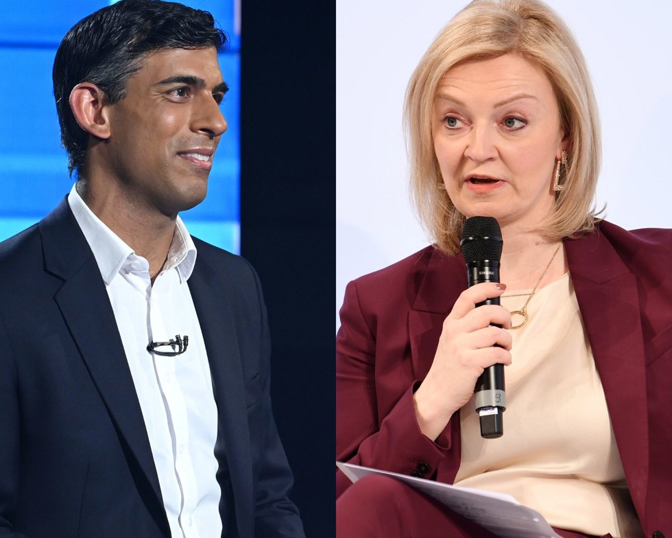 El exministro de Economía Rishi Sunak y la ministra de Exteriores, Liz Truss. 