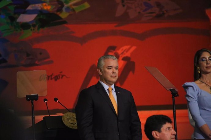 El presidente saliente de Colombia, Iván Duque, durante la instalción del nuevo Congreso