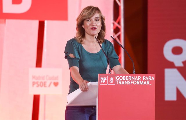 La ministra de educación, Pilar Alegría, interviene durante la celebración de la primera jornada de la Convención del PSOE Madrid ciudad, en el Palacio de Cibeles, a 30 de junio de 2022, en Madrid (España). 