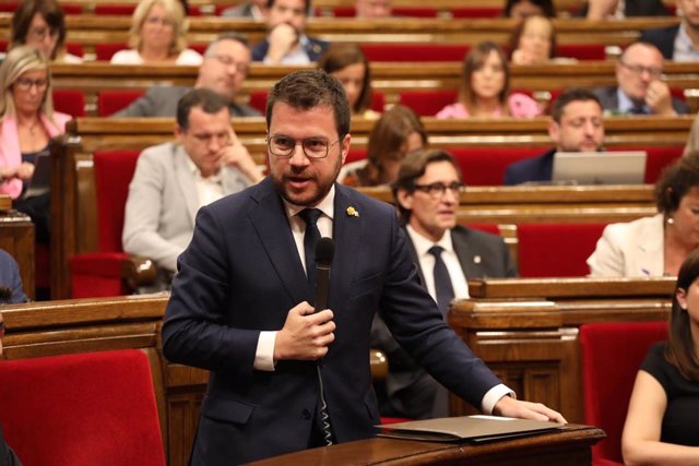 El presidente de la Generalitat, Pere Aragonès, en el pleno del Parlament del 20 de julio del 2022.