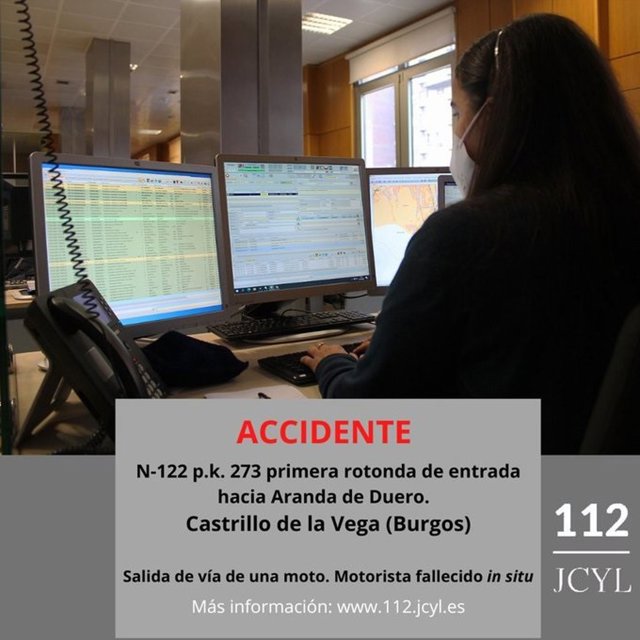 Gráfico elaborado por el 112 con datos sobre el accidente mortal en la N-122