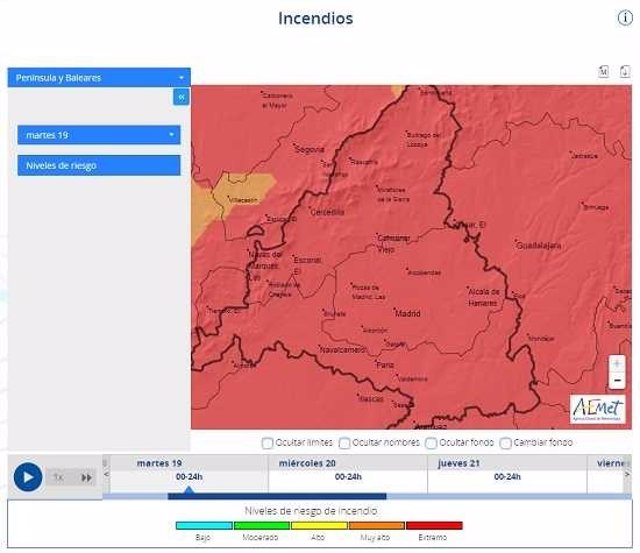 AEMET presenta un nuevo visor para predecir el riesgo de incendios forestales con siete días de antelación