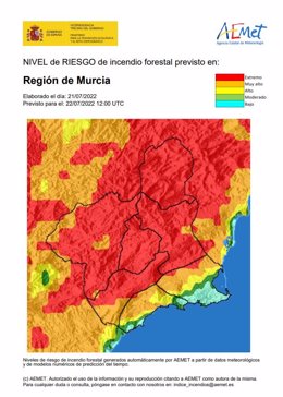 Mapa de riesgos de incendios forestales