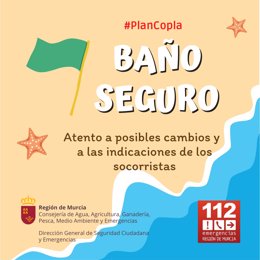 Cartel que invita a seguir las pautas para un baño seguro