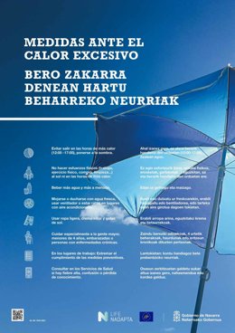 Cartel con recomendaciones ante las altas temperaturas.
