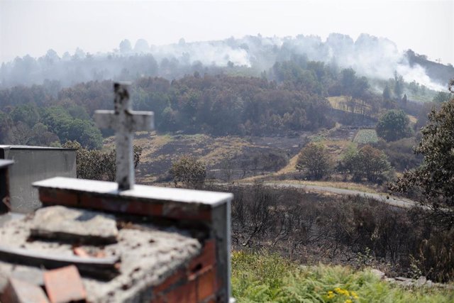 Vista general de la zona afectada por el fuego de Folgoso do Courel, a 20 de julio de 2022, en Folgoso do Courel, Lugo, Galicia (España). 