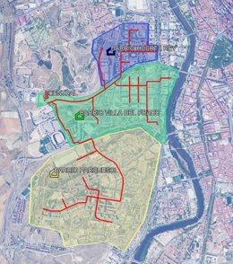 Zonas de redes de calor sostenible.