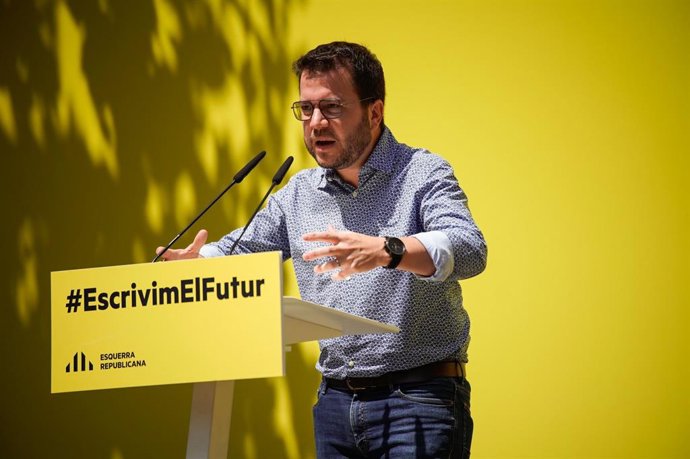El president de la Generalitat, Pere Aragons, en un acte de partit a Palamós